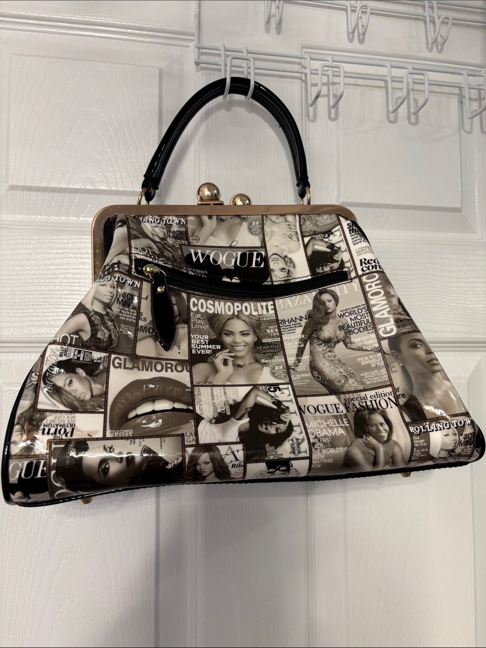 Black & White Magazine Collage Satchel